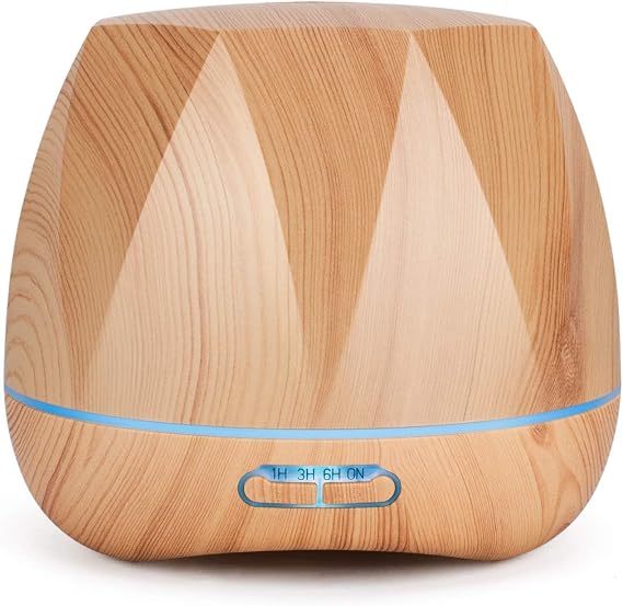 550 ml Ultrasonic Aroma Diffuser and Humidifier with LED Light, Auto Shut-Off and Adjustable Mist Essential Oil Diffuser for Home and Office