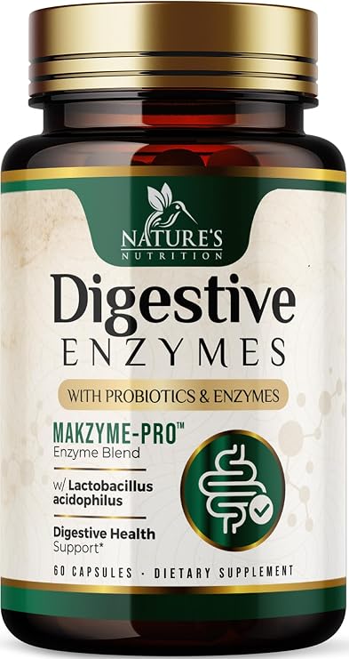 Digestive Enzymes - Super Digestive Multi Enzyme Complex for Bloating & Gut Health Support with Bromelain, Papain, Probiotics & Prebiotics - Digestion Health Support for Women & Men - 60 Capsules
