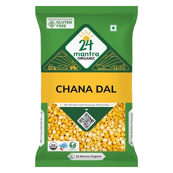 24 Mantra Organic Unpolished Bengalgram/Kandi Pappu/Chana Dal - 100% Organic | Chemical Free & Pesticides Free | Unadulterated (500 G (Pack Of 1))