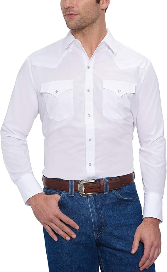 ELY Cattleman Mens Long Sleeve Solid Western Shirt - TallButton Down Shirt