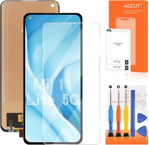 AGCUT INCELL for Xiaomi MI 11 Lite 5G Screen Replacement for Xiaomi MI 11 Lite LCD Display M2101K9G M2101K9C M2101K9R M2101K9AG M2101K9AI LCD Digitizer Touch Screen Assembly Repair Parts