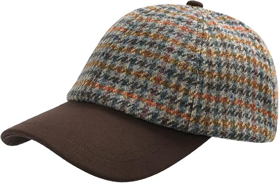 BOTVELA Men Wool Adjustable Tweed Baseball Cap