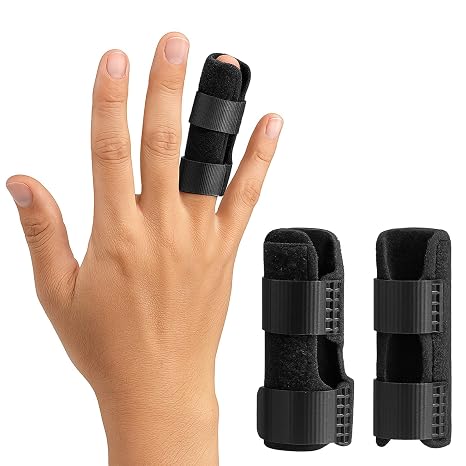 2PCS Trigger Finger Splint - Enhanced Finger Brace with 2 Aluminum Support Bars for Broken Fingers, Arthritis, Straightener & Immobilization (Suitable for Middle, Ring & Little Finger)