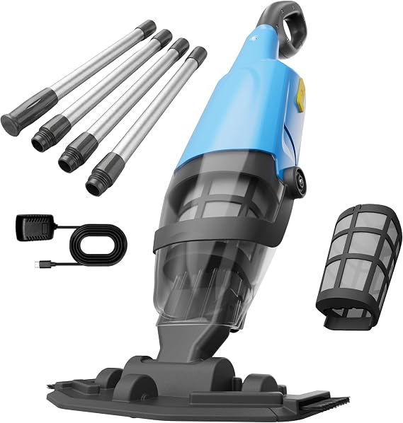 Pool Vacuum for Above Ground Pool, 18GPM Powerful Suction/87 Extension Pole/60Mins Runtime, Spot Fast Cleaning Cordless Handheld Pool Vacuum Cleaner for Spas Inground Above Ground Pool Vacuums