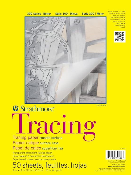 Strathmore 300 Series Tape Bound Tracing Pad, 9 X 12 inches, 25 lb., Transparent, 50 Sheets (370-9)