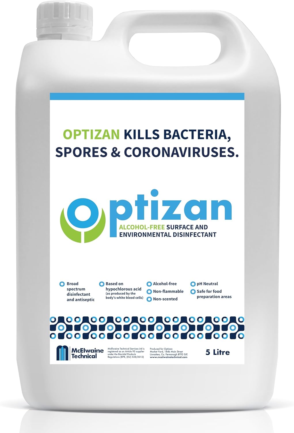 Hypochlorous Acid 5 Litre | 500ppm HOCl Disinfectant | Natural Multi-Purpose Cleaner & Surface Sanitiser | Alcohol-Free, pH Neutral, Fragrance-Free | Eco-Friendly Multi Surface Cleaner