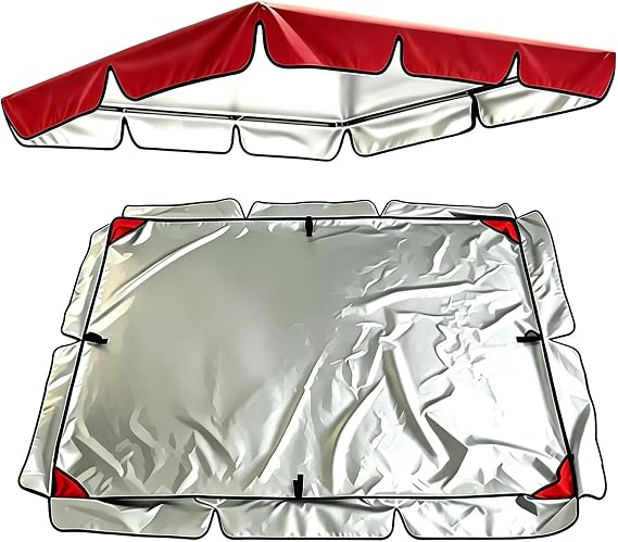 Outdoor Swing Replacement Canopy Sun Shade Waterproof 2-3 Seater 56"x47" To 98"x73" Garden Swing Canopy Replacement Top Cover TearResistant For Outdoor Furniture(Red,249x185x18cm)