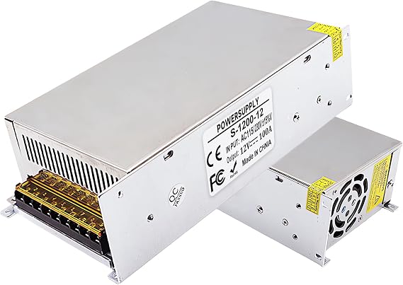 AC to DC Converter 110V to 12V 100A 1200W Power Converter, AC 110V 220V to DC 12V Universal Switching Regulated Power Supply SMPS Transformer AC to DC Adapter for LED,CCTV,RV DC12V-100A-1200W