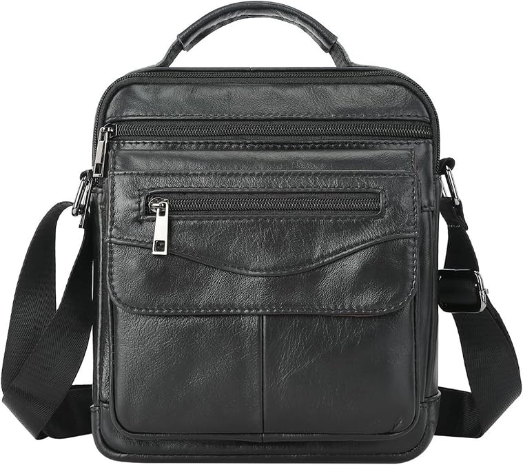 Mens Crossbody Bag, Genuine Leather Messenger Shoulder Bag for Women Men Purse Travel Work Business