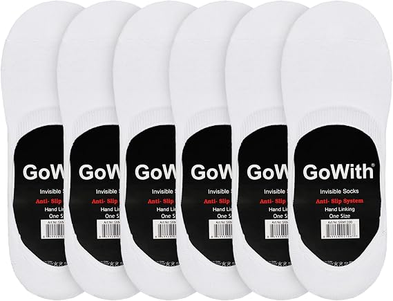 GoWith Men's Non-Slip No Show Socks, Rayon Made from Bamboo Invisible Thin Ankle Socks for Men, Seamless, Comfy, 6 Pairs