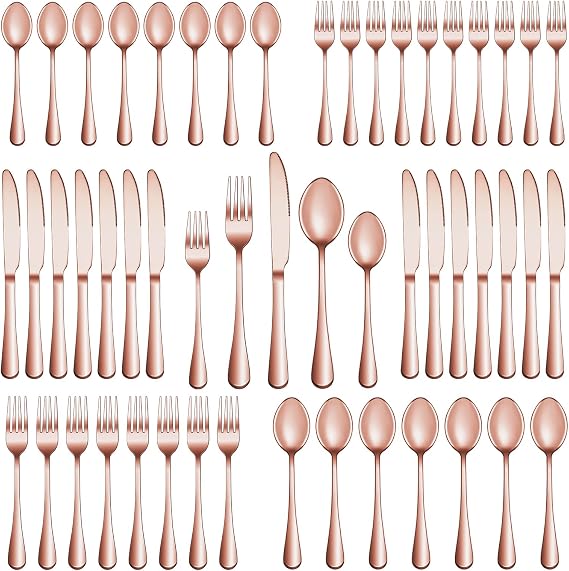 60 Pcs Rose Gold Silverware Set Service for 12, Premium Stainless Steel Flatware Set, Cutlery Utensil Sets, Durable Home Kitchen Eating Tableware Sets, Include Fork Knife Spoon, Dishwasher Safe