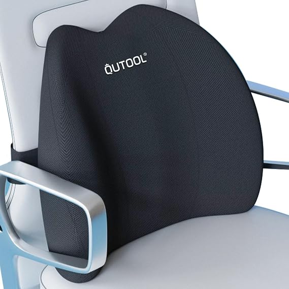 QUTOOL Patented Lumbar Support for Office Chair Pressure Relief | Improve Posture Ergonomic Lower Back Support Pillow with Adjustable Straps,High-Density Memory Foam,Long Sitting Comfort