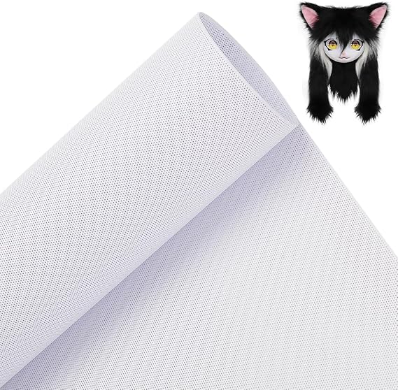 BENECREAT Custom Fursuit Eye Mesh, 39x11.8inch White PVC Plastic Net 0.2mm Thick Waterproof Printable Mesh for Furries Cosplay, Props, Fursuits, Halloween Craft Making, Hole: 0.5mm