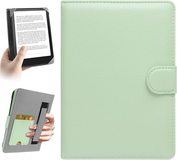 HoYiXi Universal Case for 7 inch Kindle eReader Compatible with 6.8" Paperwhite/Pocketbook and Tolino/Kobo Clara 2E/Kobo Clara HD,6",6.8" eReader Protective Cover Built-in Pocket,Green