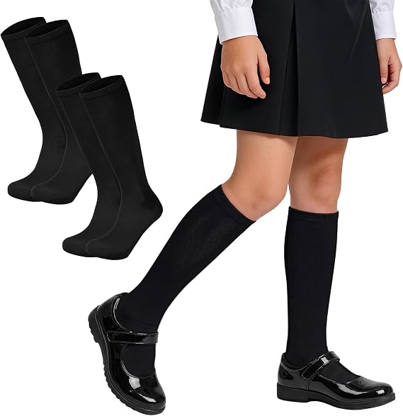 Zando 2 Pack Kids Soccer Socks Cotton Boys Girls Knee High Socks Uniform
