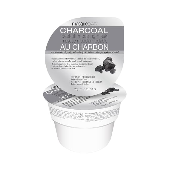 Masque Bar Charcoal Peel-Off Modeling Mask - For Acne, Blemishes, Oily Skin, Blackheads, Facial Pore Refiner - Made in Korea