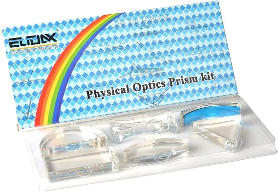 6 Pcs Acrylic Glass Light Prism Optical Lens Triangular Semicircular Rectangular Concave Convex Mirror Len Physics Demonstration Tools Equipment for Physics Teaching Lab Reflection Refraction Science
