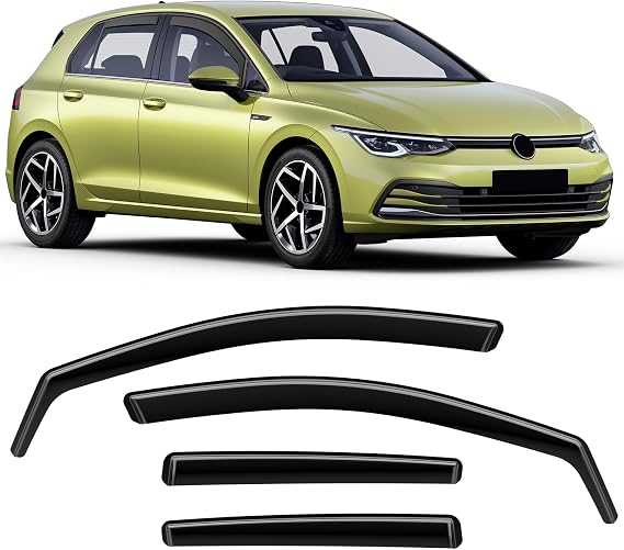 Wind Deflectors Rain Guards Fit for VW Golf MK7 MK8 2014-2024 | In-Channel Installation, Shatterproof Acrylic, UV Resistant Finish, Reduces Wind Noise, Fit for Golf MK7 MK8 Hatchback 5 Door