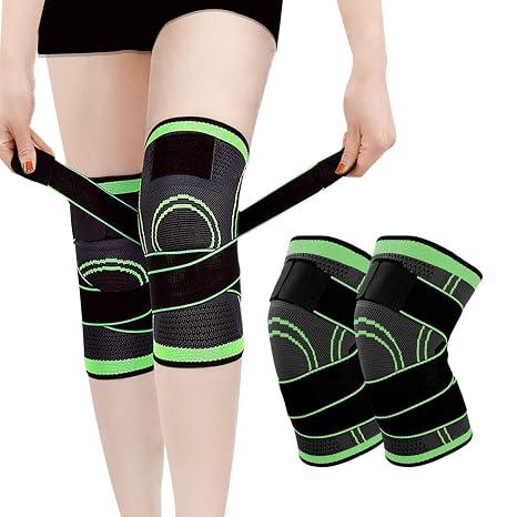DKDDSSS 2PCS Knee Support Brace for Men Women Arthritis ACL and Meniscus Tear Adjustable Knee Sleeves for Sports Running Knee Support (L)