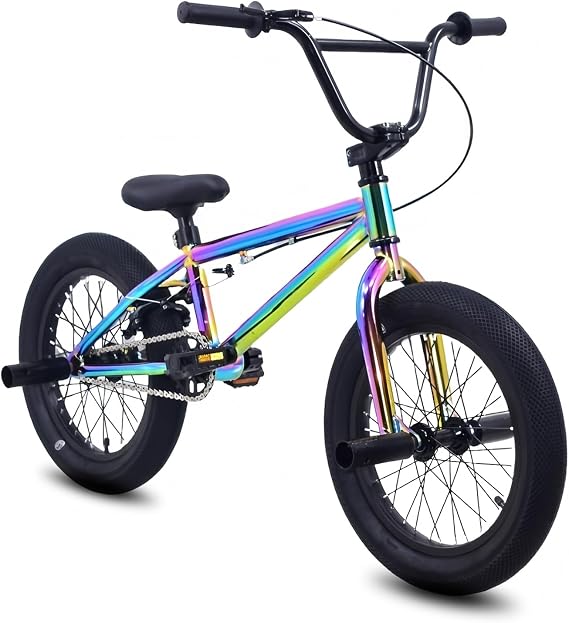 BMX Bicycle Biketrial, Street BMX Bike, Adult Kids Beginner Level to Advanced Rider, Professional Grade Stunt Action BMX Bicycle, High Carbon Steel Body- 16"