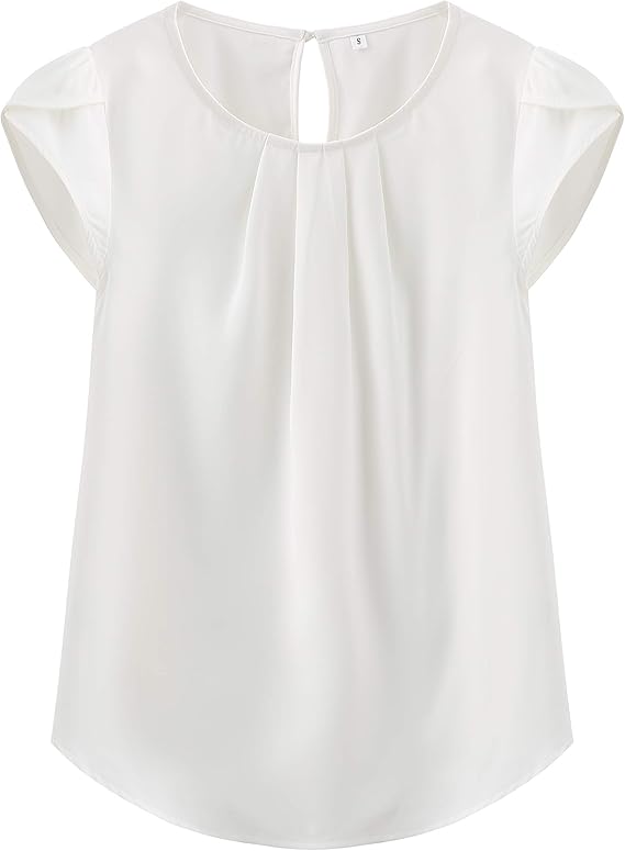 TASAMO Womens Tops Boho Pleated Shirts Dressy Casual Cap Sleeve Blouses
