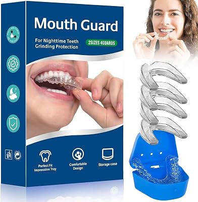 Mouth Guard for Grinding Teeth at Night, 4 Pcs Mouthguards for Grinding of Teeth, Moldable Night Mouth Guards for Teeth Grinding, Nightguards for Grinding Teeth, Night Guards for Teeth Grinding