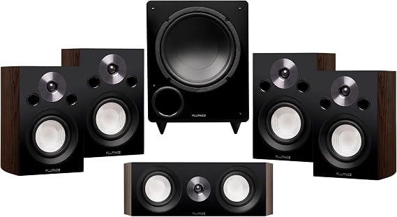 Fluance Reference Compact Surround Sound Home Theater 5.1 Channel Speaker System Including 2-Way Bookshelf, Center Channel, Rear Surround Speakers and DB10 Subwoofer - Natural Walnut (X851WC)