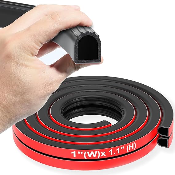Rubber Seal Strip D Shape Weather Stripping Exterior 1" Garage Door Seal Extra Thick Automotive weatherstripping for Boat, Car, Truck, Rv, Marine,Cargo Trailer Door/Window (6 ft)