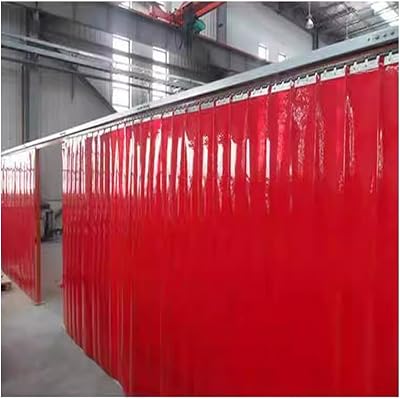 SCITOY Strip Door Curtain Kit Welding Protection Curtain Fireproof Vinyl with PVC Strip Door Curtain Suitable for Warehouse Factory Installation Red,1.05x2.1m