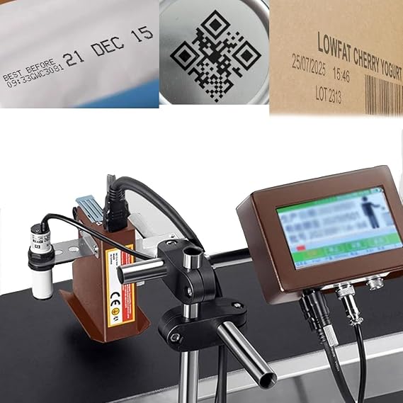 Automatic Inkjet Coding Machine with Touchscreen, 12.7mm & 25.4mm Print Width, Fast-Dry Ink for Date, Batch, Logo & Barcode Marking