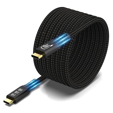 20Gbps USB C 3.2 Gen 2 Cable, Type C 4K@60Hz UHD Video 5A/240W PD3.1 Fast Charge Cord w/E-Marker Compatible with Thunderbolt 3/4 for iPhone MacBook Samsung Galaxy Dell Monitor (USBC 3.2 20G 100W 5M)
