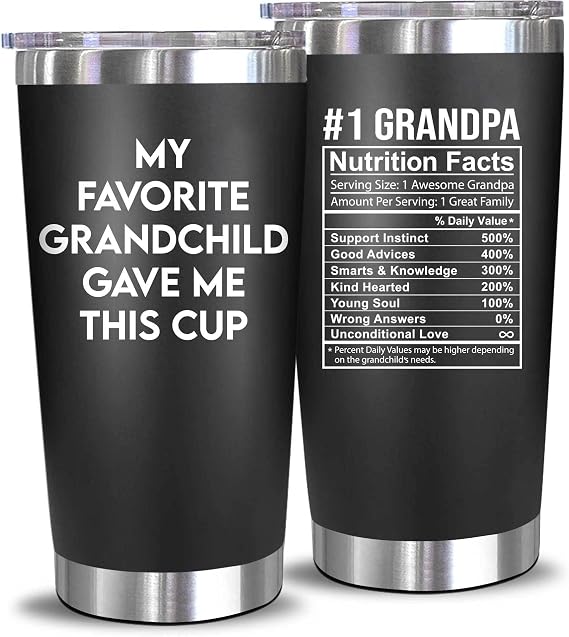 NewEleven Fathers Day Gift For Grandpa - Grandpa Gifts From Granddaughter, Grandson - Unique Birthday Present Ideas For Grandfather, New Granddad, Promoted To Granddad, Grandchildren - 20 Oz Tumbler