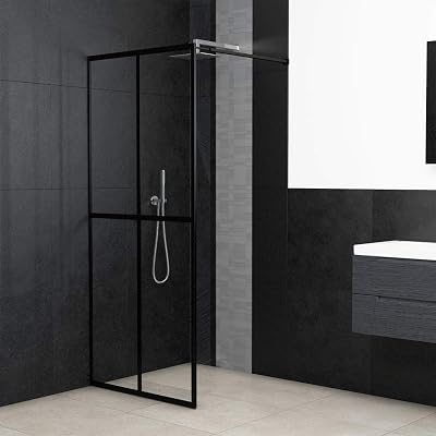 Walk-in Shower Screen, Clear Tempered Glass Shower Door 31.5inx76.8in, Aluminum Frame, for Bathtub and Shower Enclosure
