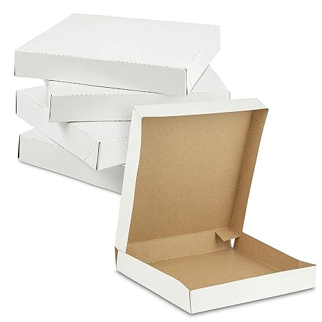 9" Plain WHITE Postal Takeaway Corrugated Cardboard Pizza Boxes (10 Boxes)