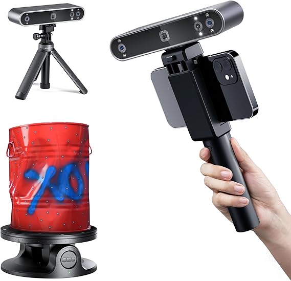 Revopoint POP3 Plus 3D Scanner, Full-Color Scan, for 3D Printing, Advanced | 0.04mm, for Medium Object, Outdoor Scanning, 18 FPS High-Speed, Wi-Fi 6, User-Friendly, for Android/iOS/Win/MacOS