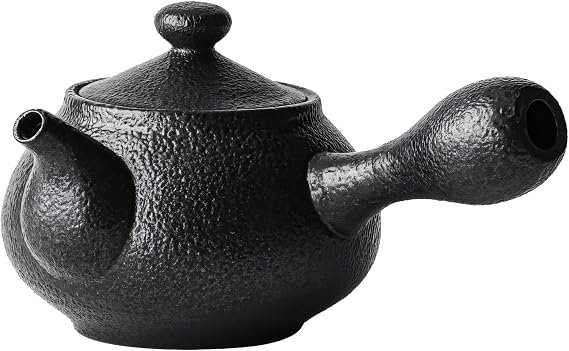 7.5 Cm High Kyusu Teapot, Ceramic, Black Clay, with Side Handle and Built-in Filter, for Loose Tea, 2.95 in, Classic Design, Perfect Tea Serving and Brewing, Japanese Style