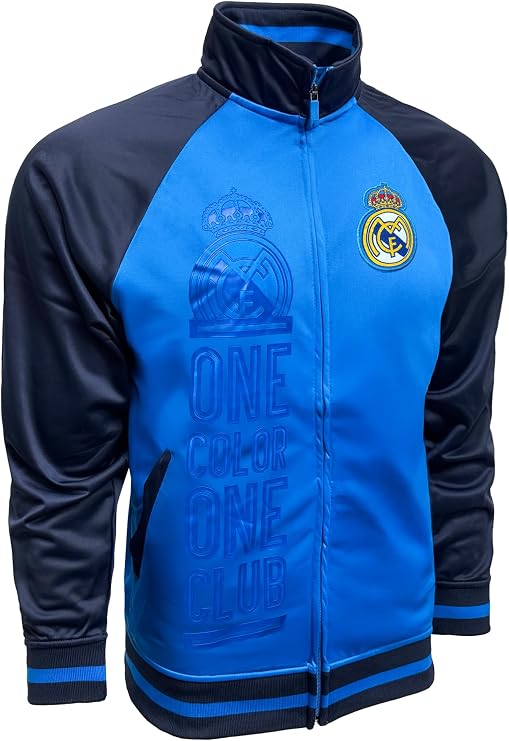 Men's Real Madrid Full Zip Track Jacket With Real M. Big Logo on Front