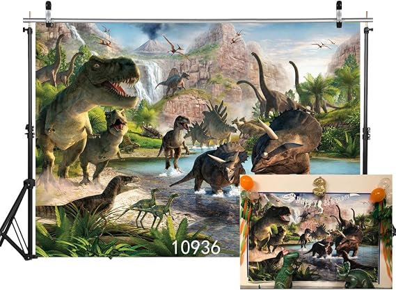 7X5ft Dinosaur Backdrop Vinyl Photography Backgrounds 3D Backdrops for Children Kids Dinosaur Theme Party Decoration Adult Portrait Photo Studio Props 10936