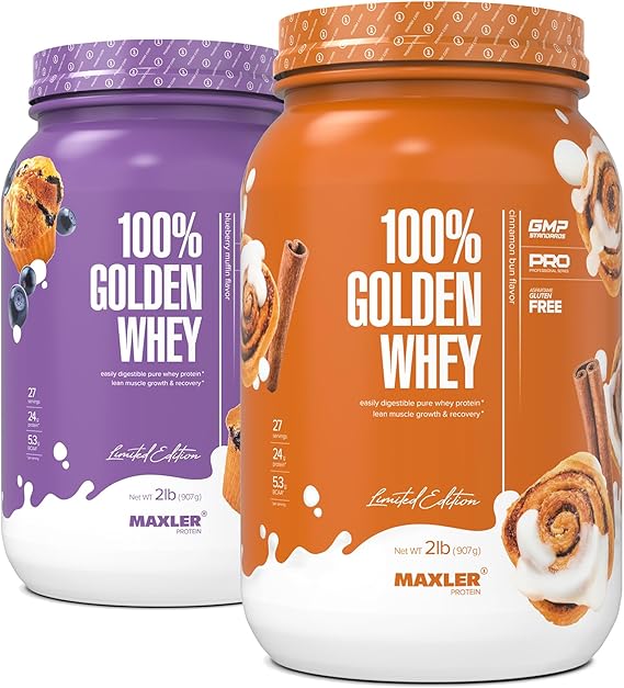 Maxler 100% Golden Whey Blueberry Muffin and Cinnamon Bun Bundle