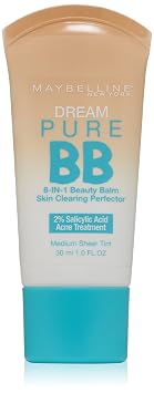 Maybelline New York Dream Pure BB Cream 8-in-1 Skin Clearing Perfector, LightMedium 1 oz Pack of 2