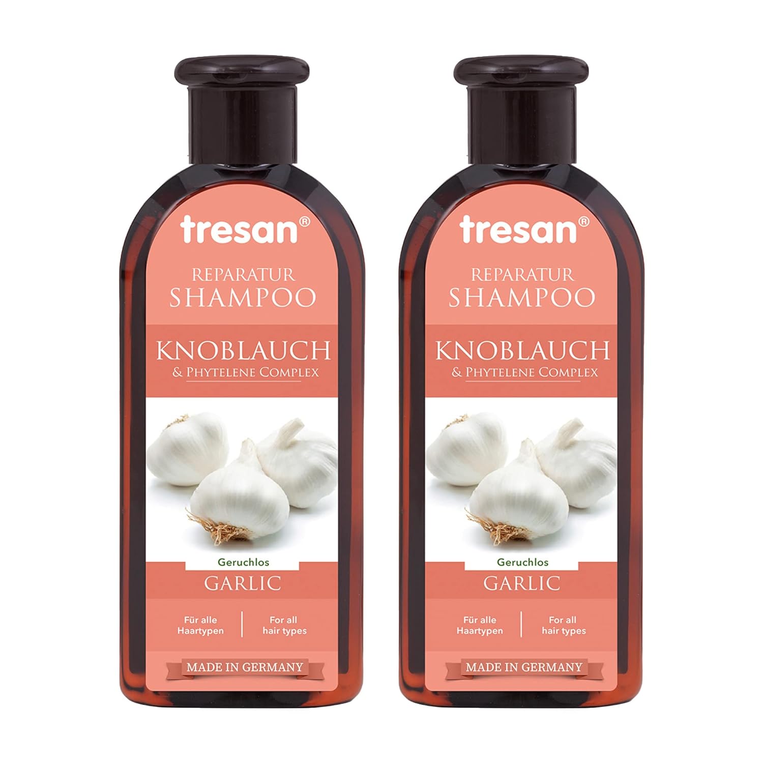 Tresan Knoblauch Reparatur Shampoo für alle Haartypen - keine Parabene und keine Gluten 2 x 300 ml