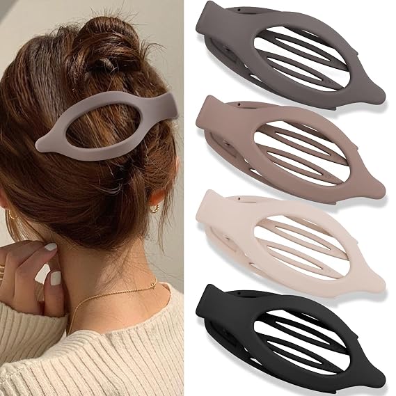 Canitor 4 PCS Hair Clips for Women - Flat Claw Clips for Thick Thin Hair, Matte French Alligator Clips for Girls