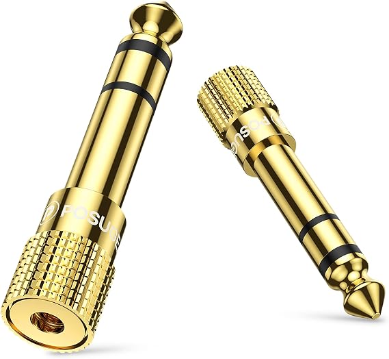 POSUGEAR 6.35mm 1/4 Male to 3.5mm 1/8 Female Headphone Jack Adapter 2 Pack
