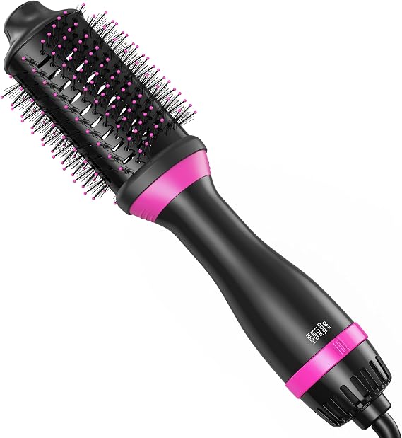 4 in 1 Hair Dryer and Volumizer Blow Dryer Brush Hair Dryer with Removable Comb, Negative Ion for Less Frizz, Shiner and Healthier-Looking Hair, Professional for Salon Style