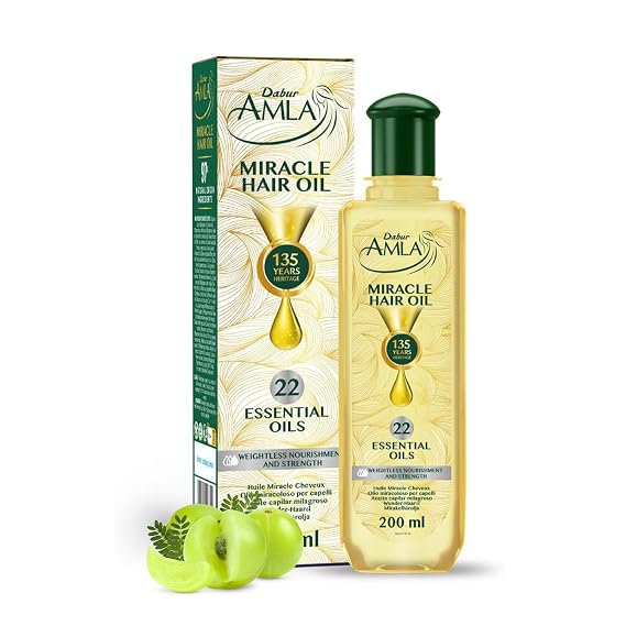 Dabur Amla Luxe Hair Oil Ayurvedic Hair Oil w/Pure Amla for Scalp, 200ml