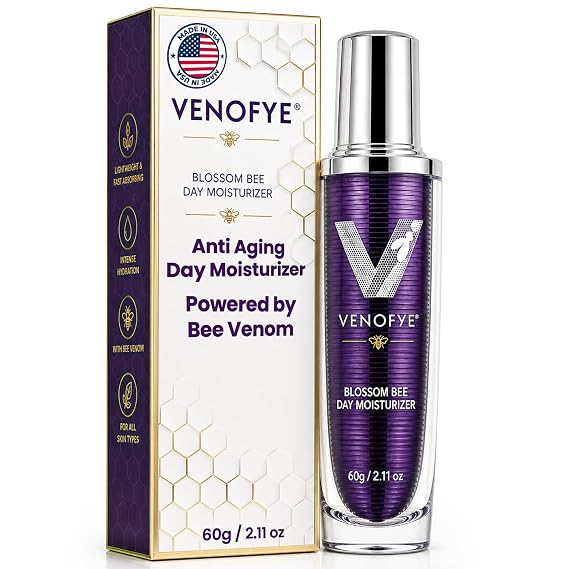 Venofye Blossom Bee Day Moisturizer - Bee Venom & Shea Butter - 2.11 Oz | Hydrating - Lightweight - Non-Greasy - Facial Cream For Dry, Normal & Mature Skin - Addresses Fine Lines & Wrinkles