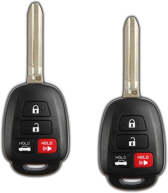 2X KeylessOption Key Fob Replacement for 2012 2013 2014 Toyota Camry Remote, 4-Button HYQ12BDM, Locksmith Required