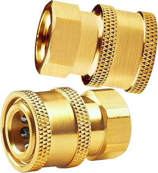 Pressure Washer Couplers Brass Fittings - 1/4 inch Quick Connect to Female NPT Socket, 5,000 PSI, 2 Pack