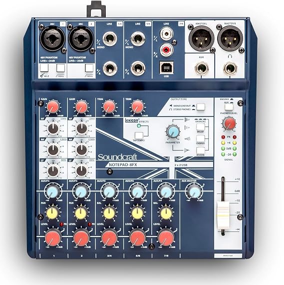 Soundcraft Harman PRO Soundcraft Notepad-8FX Small-Format Analog Mixing Console with USB I/O and Lexicon Effects - 8 Chan