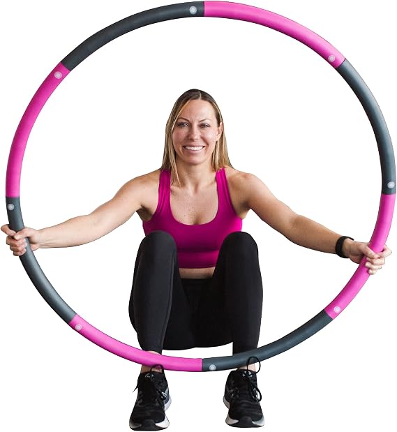 Weighted Hula Hoop for Adults - Fat Burning, Adjustable Soft Fitness Hoola Hoop for a Fun Workout - Burn Calories - Core and Leg Exercise Equipment - Indoor and Outdoor Training (3 pounds)